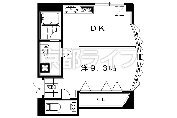 1DK：洋9.3×DK5（39.27㎡）