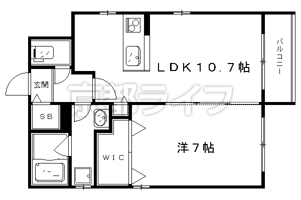 1LDK：洋7×LDK10.7（42.05㎡）