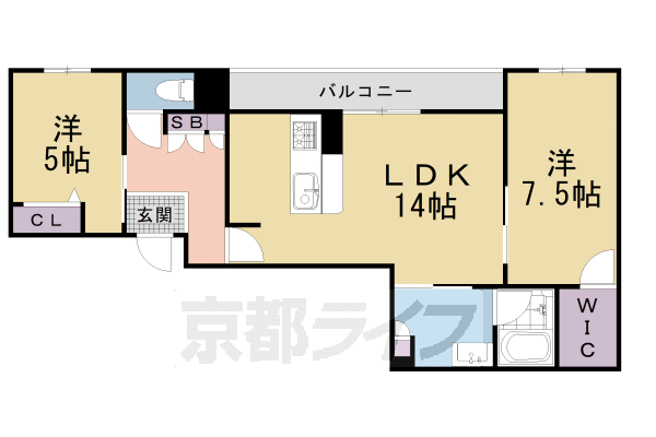 2LDK：洋5×洋7.5×LDK14（64.94㎡）