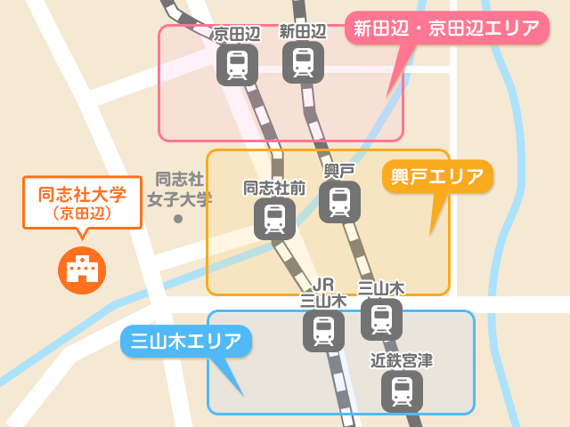 同志社大学(京田辺)周辺マップ