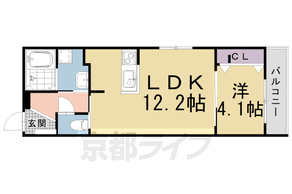 1LDK:洋4.1×LDK12.2(36.8㎡)