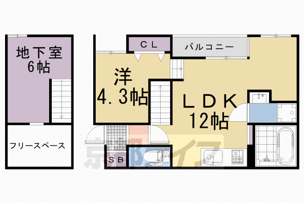 1SLDK:洋4.2×納6×LDK12(48.24㎡)