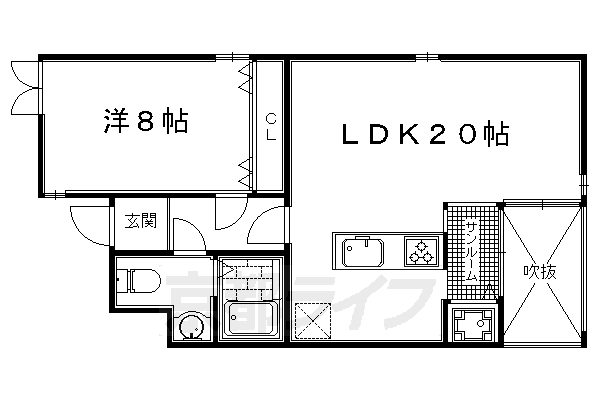 1LDK：洋8×LDK20（60.49㎡）