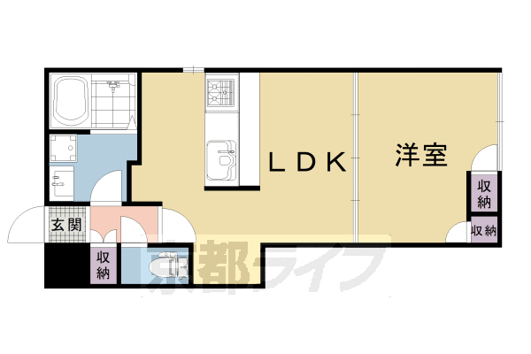 1LDK:洋7×LDK11.5(45.7㎡)