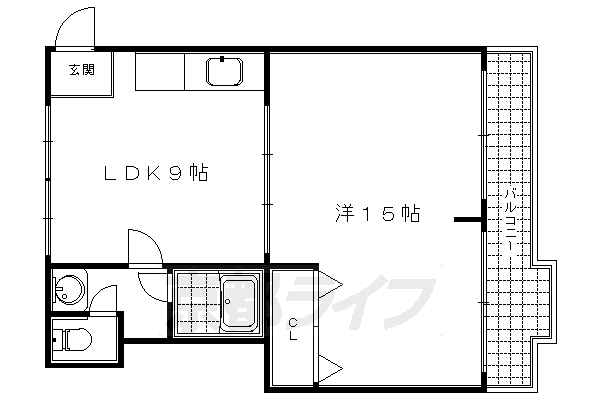 ■1LDK：洋15×LDK9(50 ㎡)