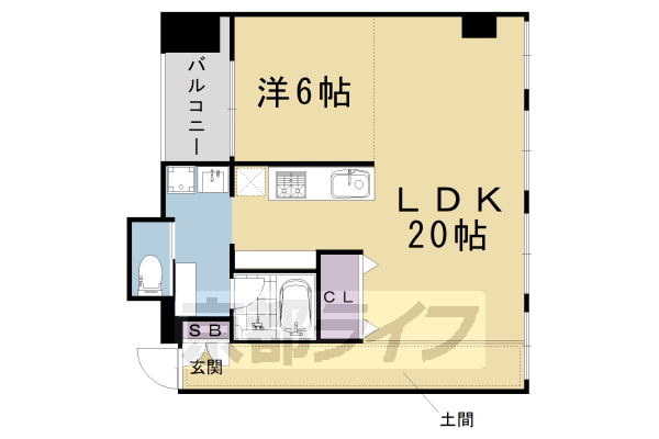 1LDK：洋6×LDK20（62.1㎡）