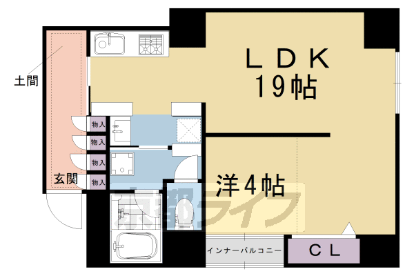 1LDK：洋4×LDK19（55.6㎡）