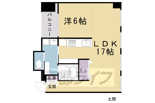 1LDK：洋6×LDK17（55㎡）