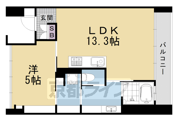 ■1LDK：洋5×LDK13.3(46.61 ㎡)
