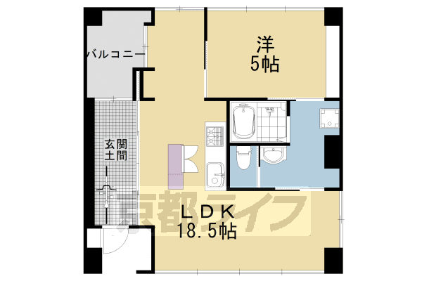 ■1LDK：洋5×LDK18.5(60.92 ㎡)