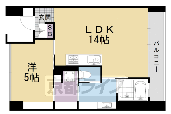 ■1LDK：洋5.3×LDK14(48.19 ㎡)
