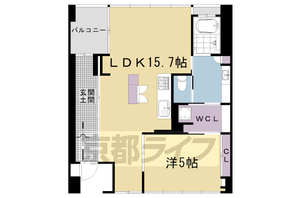 ■1LDK：洋5×LDK15.7(59.51 ㎡)