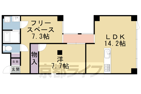 1SLDK：洋7.7×納7.3×LDK14.2（58.2㎡）