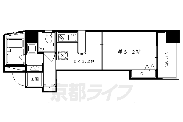 ■1DK：洋6.2×DK5.2(30.59 ㎡)
