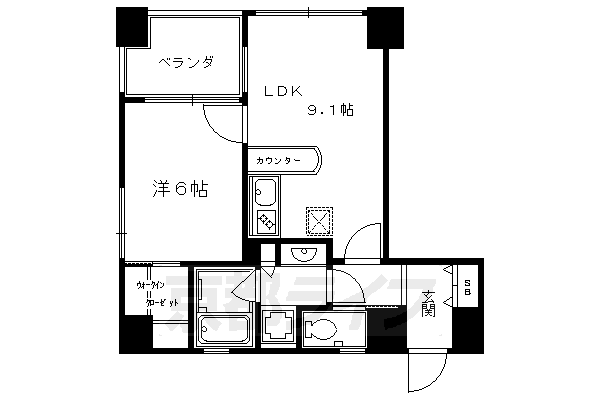 ■1LDK：洋6×LDK9.1(38.89 ㎡)