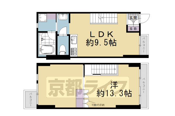 ■2DK：洋6.1×洋6×DK8.8(53.48㎡)