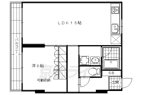 ■1LDK：洋8×LDK15(52.93㎡)