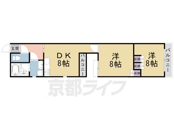■2LDK：洋8×洋8×LDK8(57.18㎡)