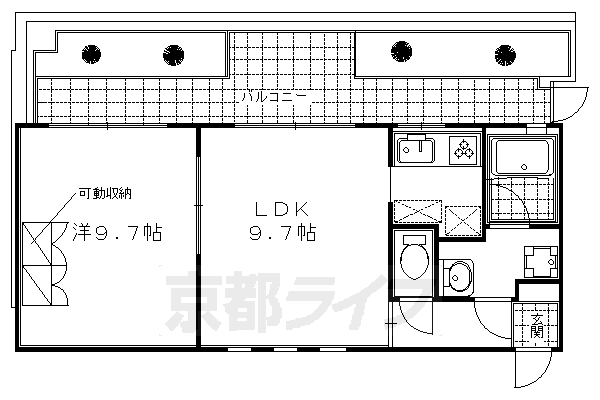 ■1LDK：洋9.7×LDK9.7(46.76㎡)