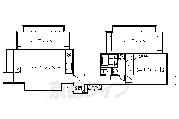 ■1LDK：洋10.3×LDK18.3(65.41㎡)