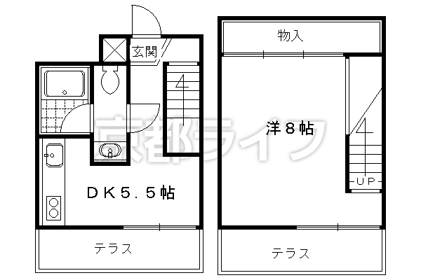 1DK：洋8×DK5.5（34.88㎡）