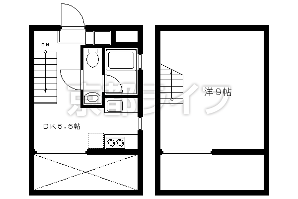 1DK：洋9×DK5.5（29.29㎡）