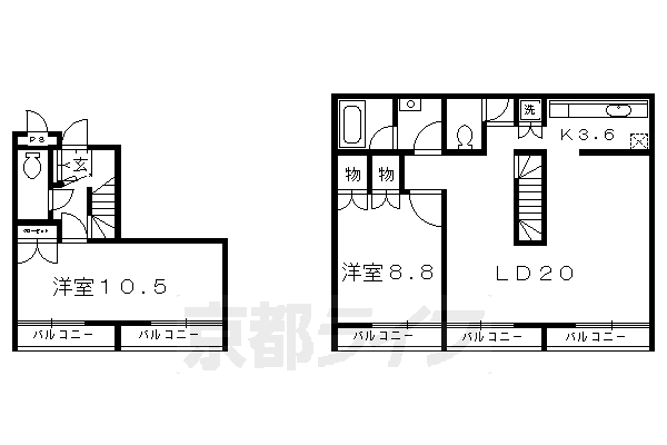 ■2LDK：洋10.5×洋8.8×LDK23.6(98.14 ㎡)