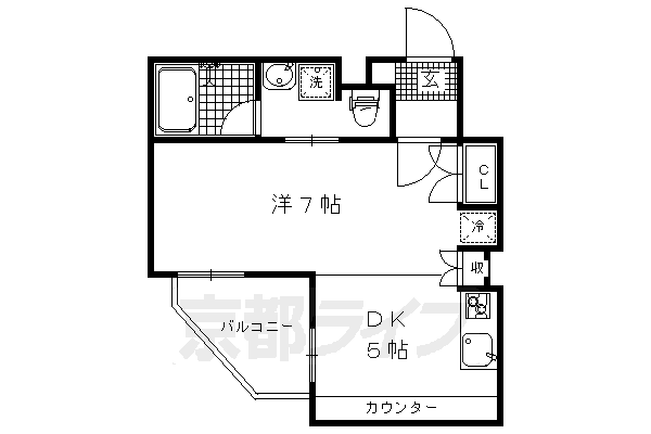 1DK：洋7×DK5（30.03㎡）