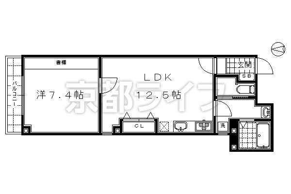 1LDK：洋7.4×LDK12.5（48.21㎡）