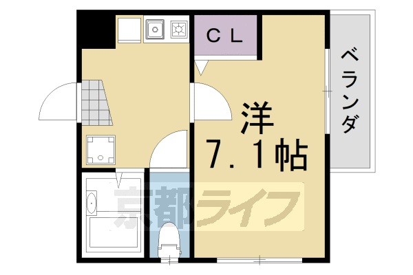 1K：洋7.1×K1（22㎡）