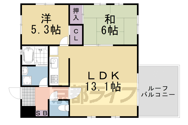 2LDK：和6×洋5.5×LDK13（54.8㎡）