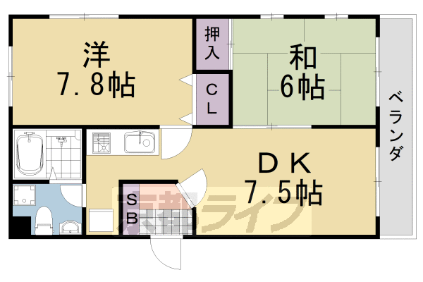 2LDK：和6×洋7.8×LDK10（50.4㎡）