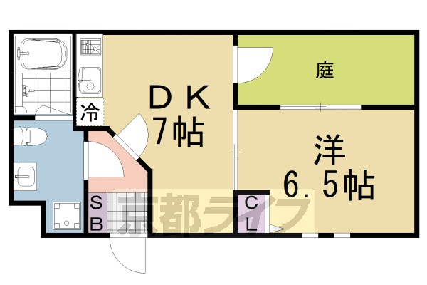 1DK：洋6.5×DK7（30.23㎡）