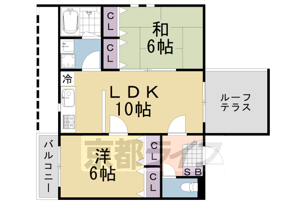 2LDK：和6×洋6×LDK10(50.4㎡)