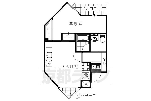 1LDK：洋5×LDK8（33.7㎡）