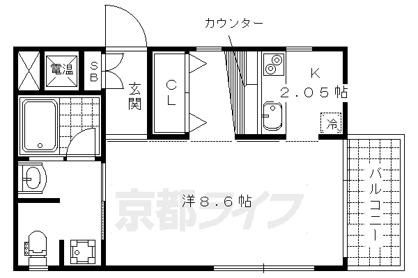 1K：洋8.6×K2.05（30.3㎡）