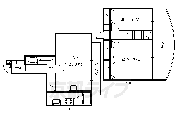 2LDK：洋9.7×洋6.5×LDK12.9（71㎡）