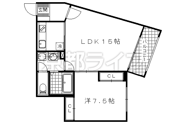 1LDK：洋7.5×LDK15（50.5㎡）