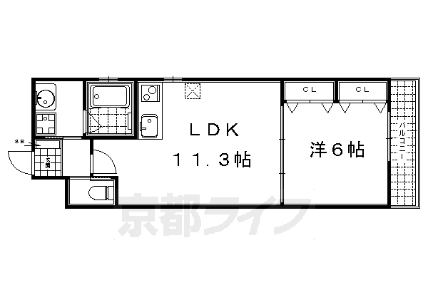 1LDK：洋6×LDK11.3（40.28㎡）