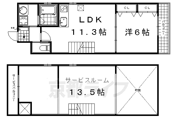 1SLDK：洋6×納13.5×LDK11.3（68.21㎡）