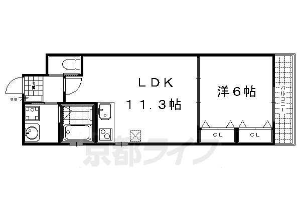 1LDK：洋6×LDK11.3（40.28㎡）