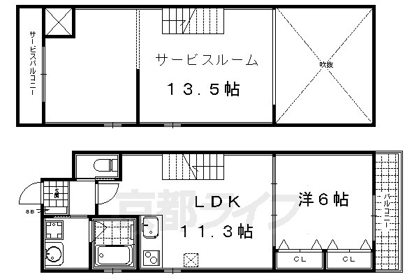 1SLDK：洋6×納13.5×LDK11.3（68.21㎡）