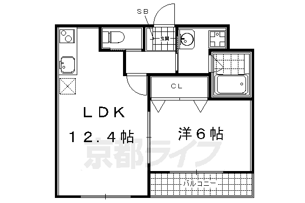 1LDK：洋6×LDK12.4（42.36㎡）