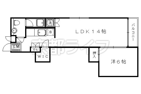 1LDK：洋6×LDK14（40.29㎡）