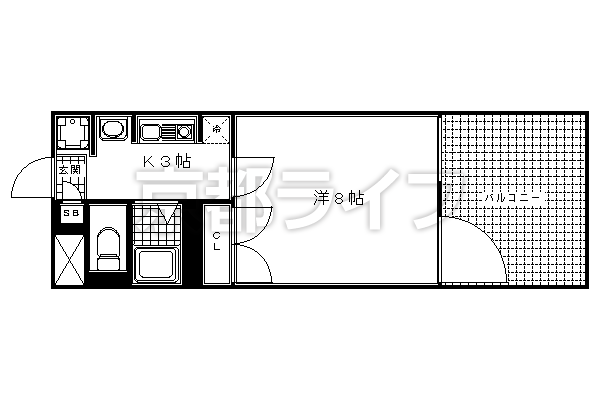 1K：洋8×K3（24.32㎡）