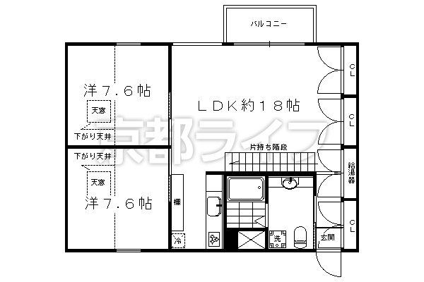 2LDK：洋7.6×洋7.6×LDK18（73.44㎡）