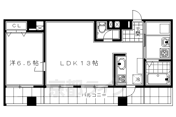 ■1LDK:洋6.5×LDK13(53.7 ㎡)