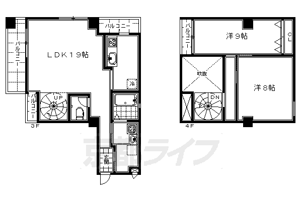 ■2LDK:洋9×洋8×LDK19(85.5 ㎡)