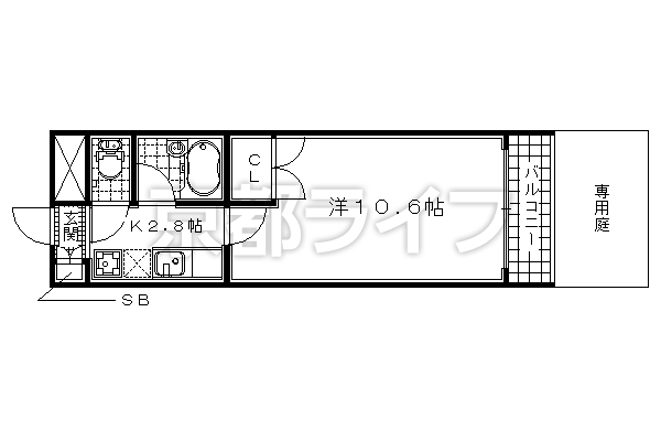 1K:洋10.6×K2.8（26.6㎡）