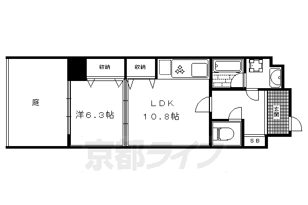 1LDK：洋6.3×LDK10.8（44.6㎡）